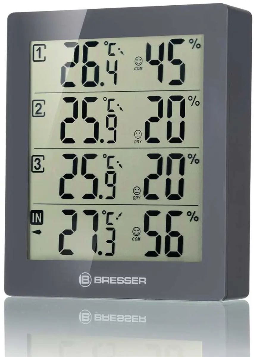 Bresser Temeo Hygro Quadro Weerstation - 4-delig - Grijs