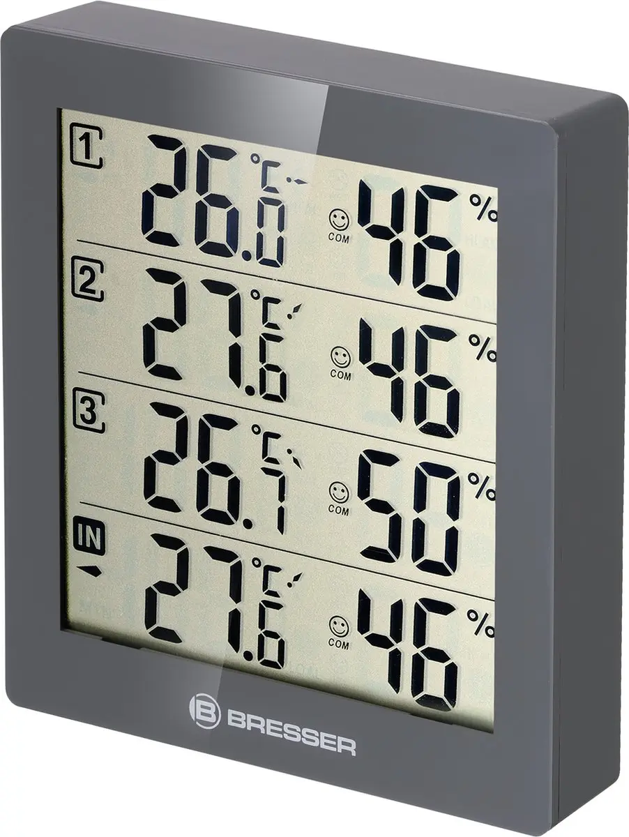Bresser Temeo Hygro Quadro Weerstation - 4-delig - Grijs