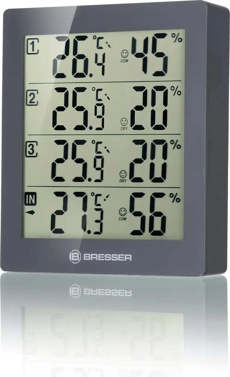 Bresser Temeo Hygro Quadro Weerstation - 4-delig - Grijs