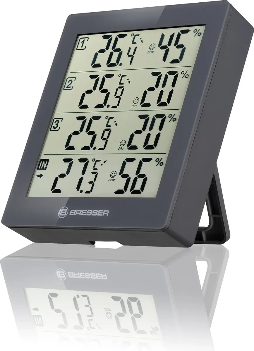 Bresser Temeo Hygro Quadro Weerstation - 4-delig - Grijs