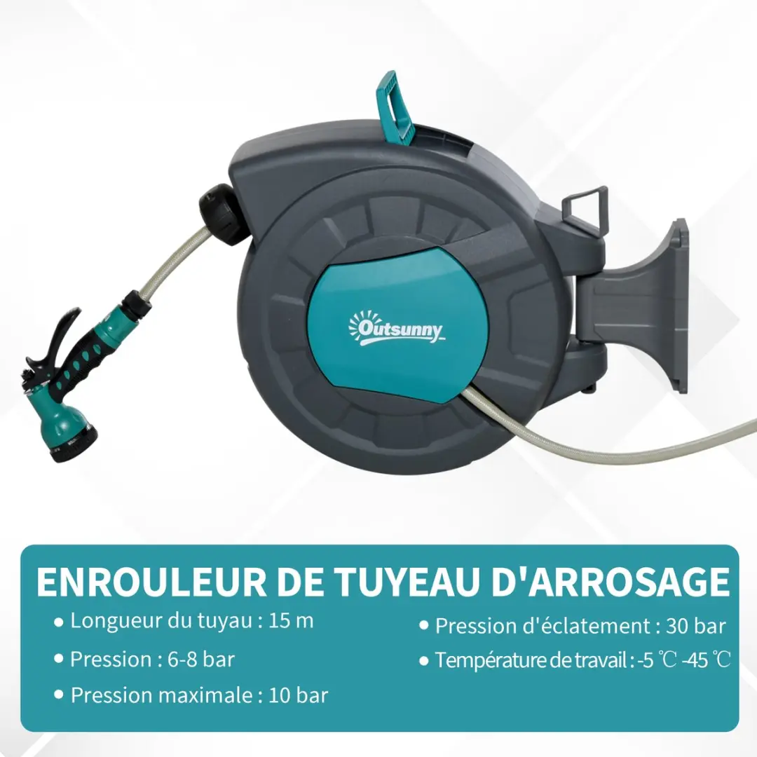 Outsunny Tuinslanghaspel 50x17x40cm - 2m - Turquoise