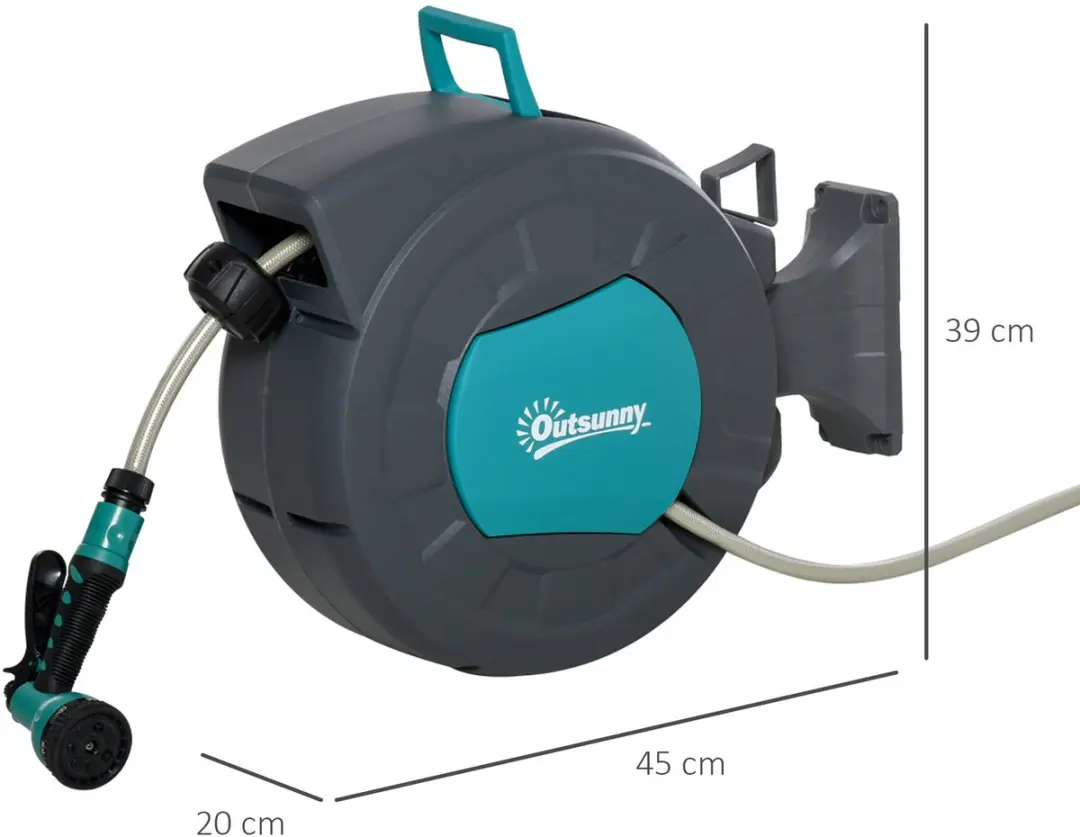 Outsunny Tuinslanghaspel 50x17x40cm - 2m - Turquoise