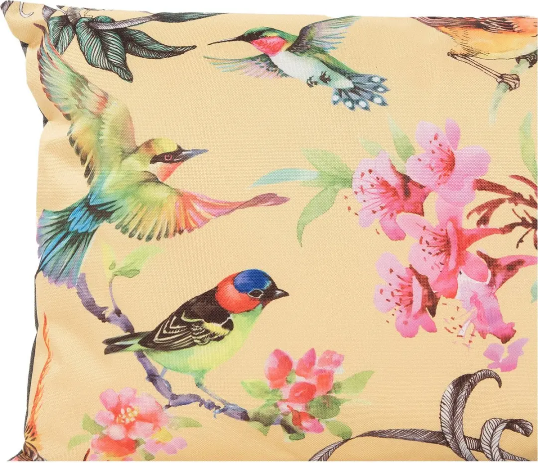 Anna's Collection Sierkussen Vogels Geel 60x60cm - 2 Stuks