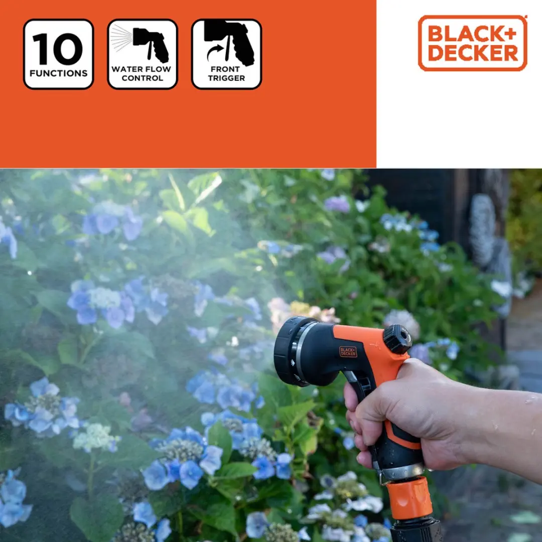 BLACK+DECKER Sproeikop 10 Standen - Universeel - Zwart/ Oranje