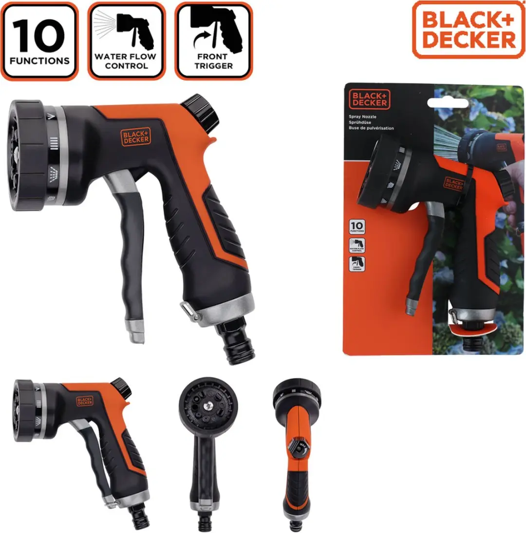 BLACK+DECKER Sproeikop 10 Standen - Universeel - Zwart/ Oranje