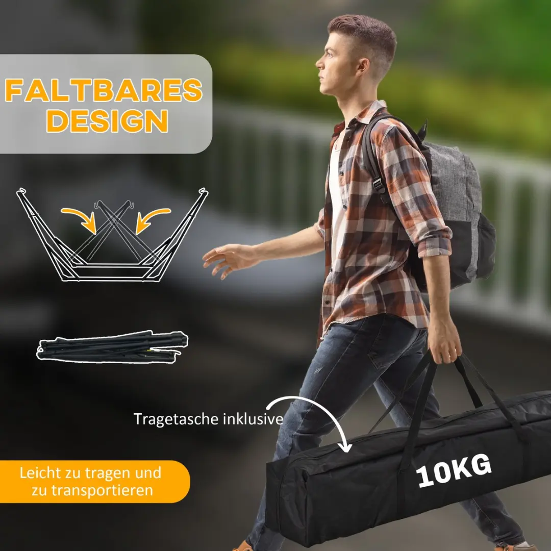 Outsunny Hangmat met Standaard - 120 kg - Zwart