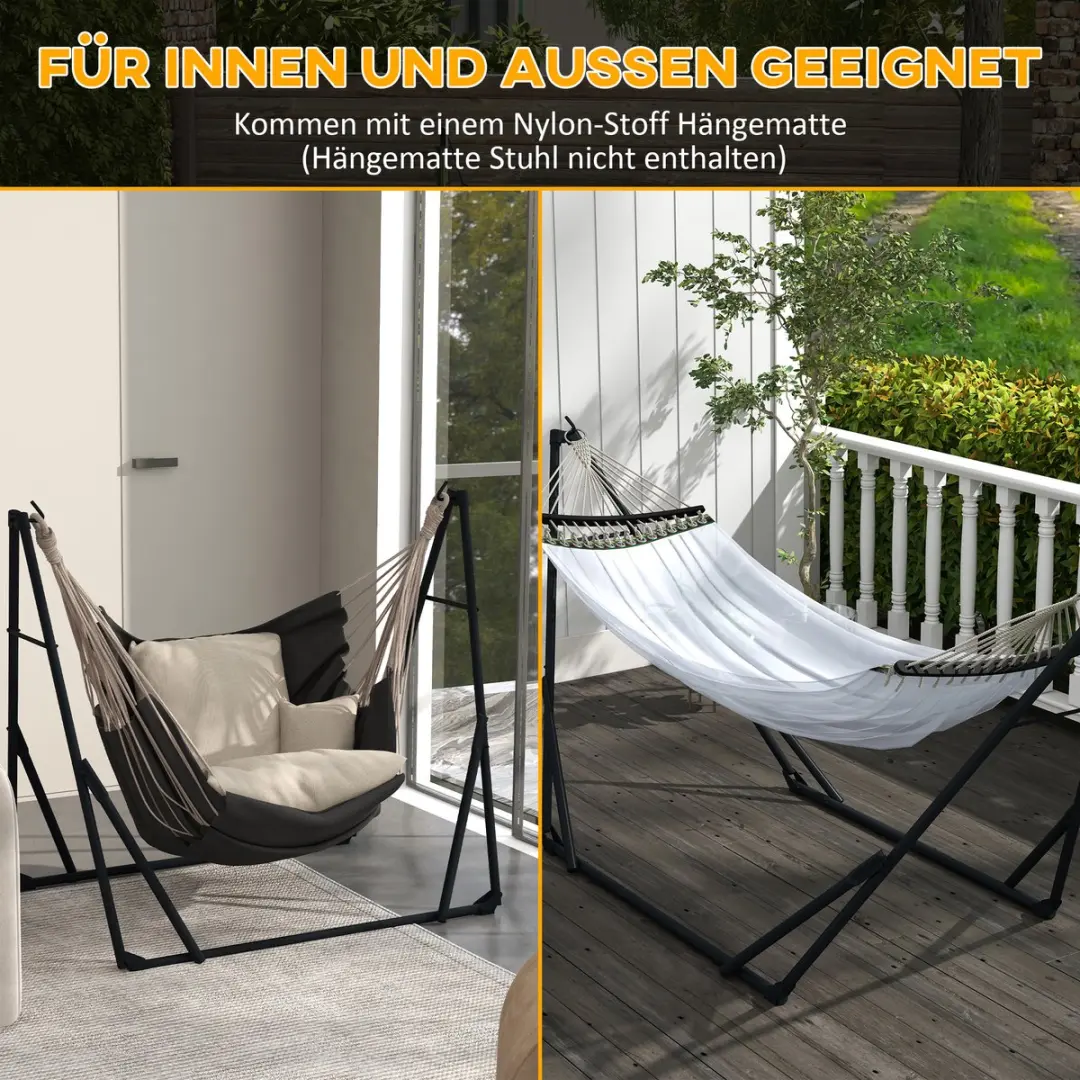 Outsunny Hangmat met Standaard - 120 kg - Zwart - afbeelding 6 van 6