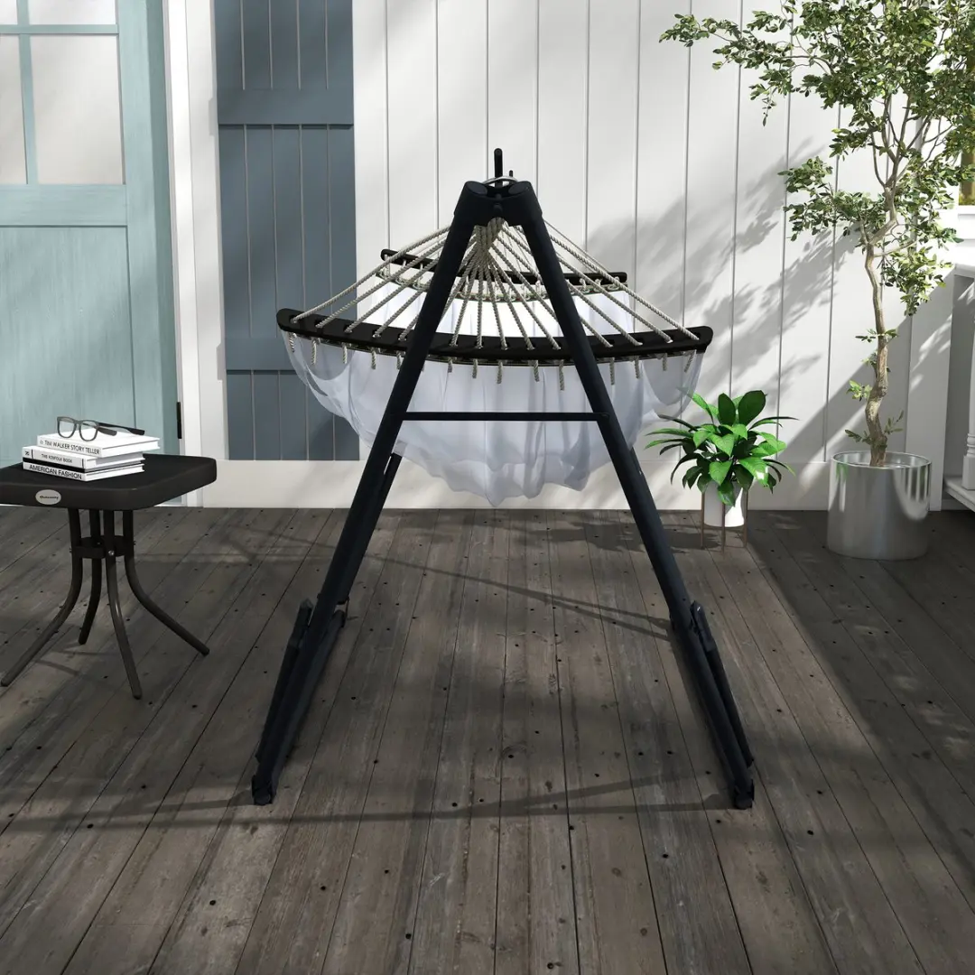 Outsunny Hangmat met Standaard - 120 kg - Zwart