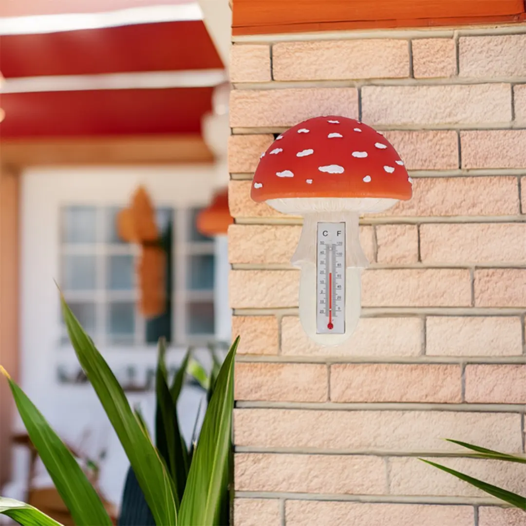 Esschert Design Paddestoel/Vliegenzwam Thermometer - 12x5x17cm - Multi