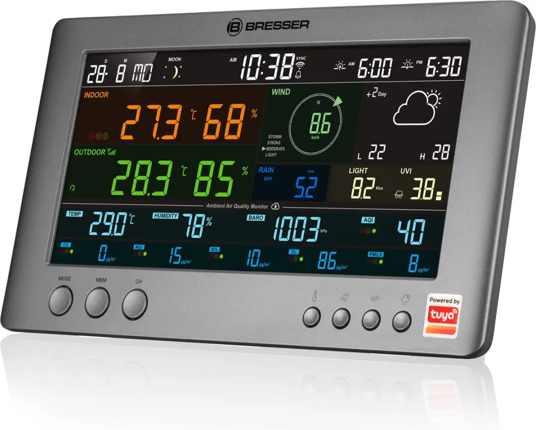 Bresser Tuya Slim Weerstation 7-in-1 Sensor - Zilver/Wit