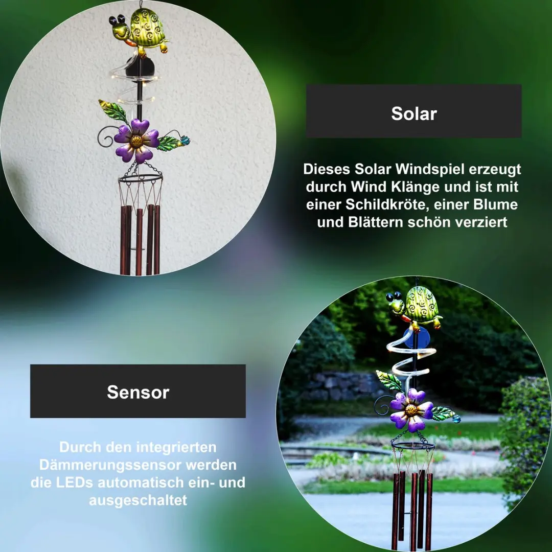 Star Trading Zonnewindgong Schildpad - Bruin/Paars/ Groen