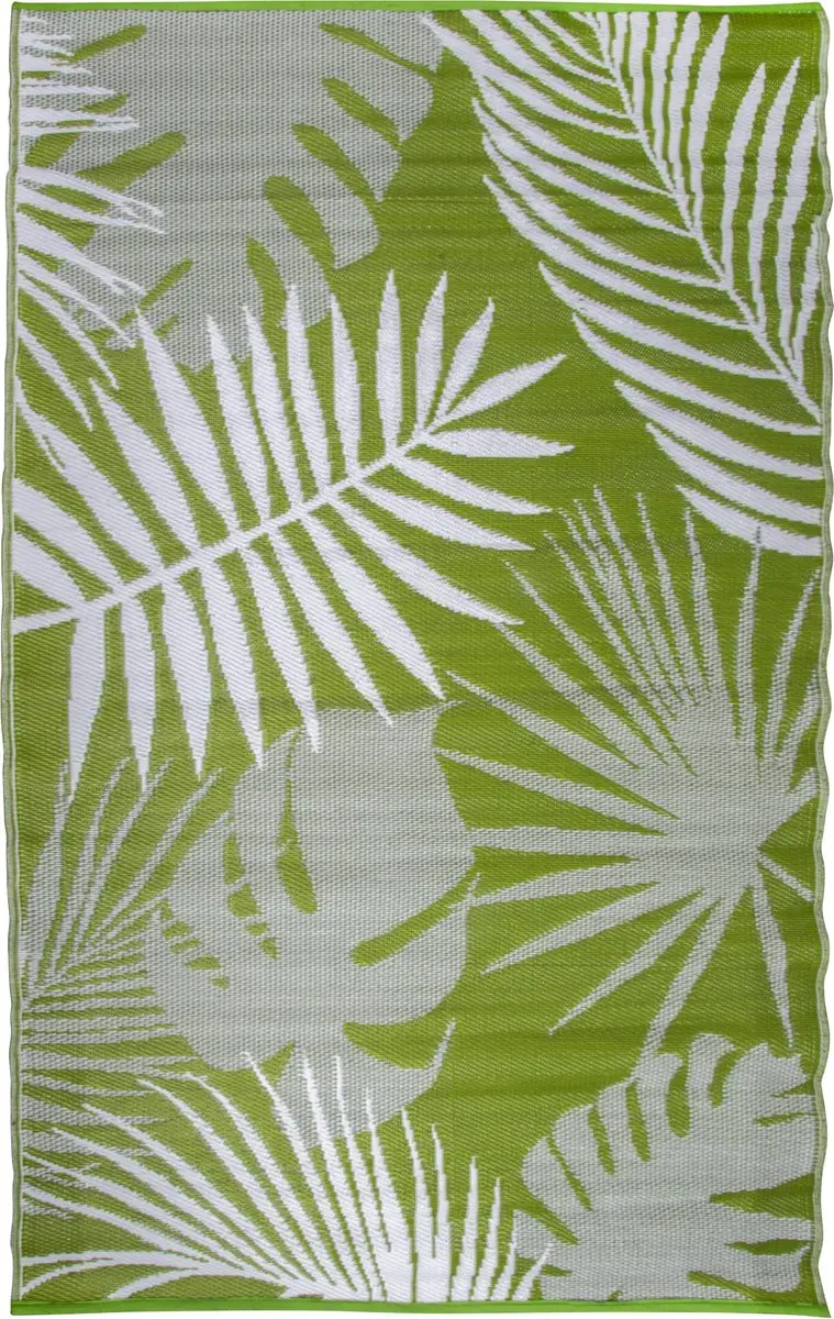 Esschert Design Jungle Leaves Tuintapijt 240x150cm - Groen/Wit