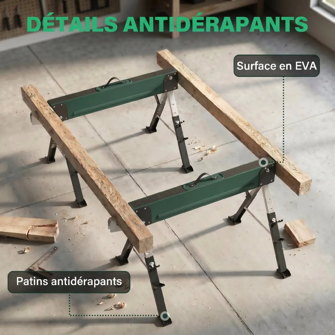 Homcom Zaagbok Metaal - 116x64x81cm Groen