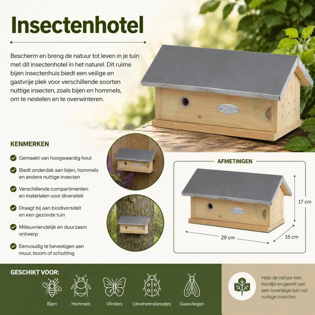 Esschert Design Hommel Nestkast - 29x17x15cm - Naturel