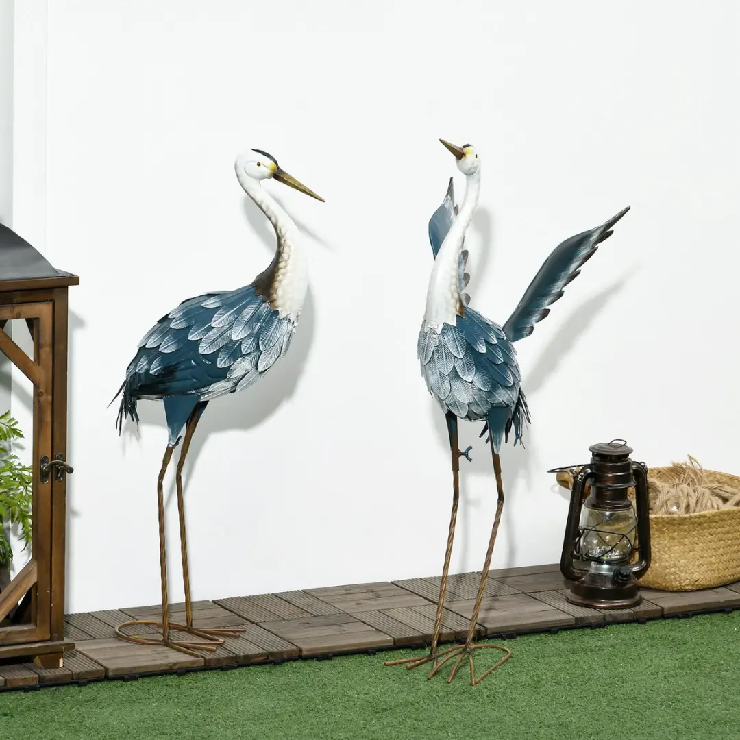 Outsunny Tuinbeeld Reiger - Staal 31x29x74cm - Meerkleurig - afbeelding 6 van 6