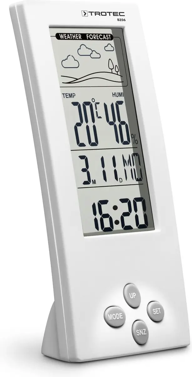 Trotec BZ06 Design Weerstation - Wekker met Sluimerknop - Wit