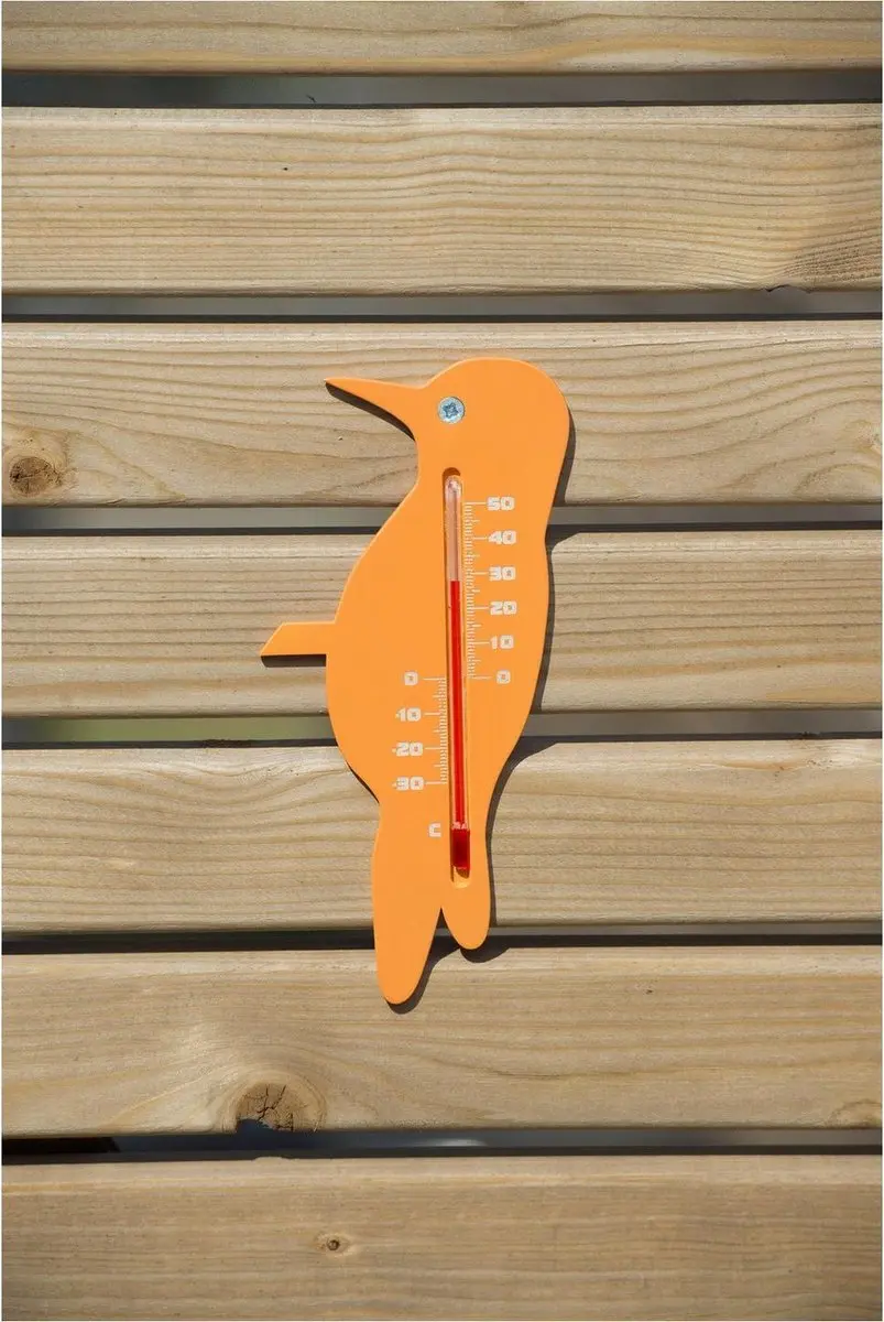 Nature Thermometer Oranje Specht 15cm - Binnen/Buiten