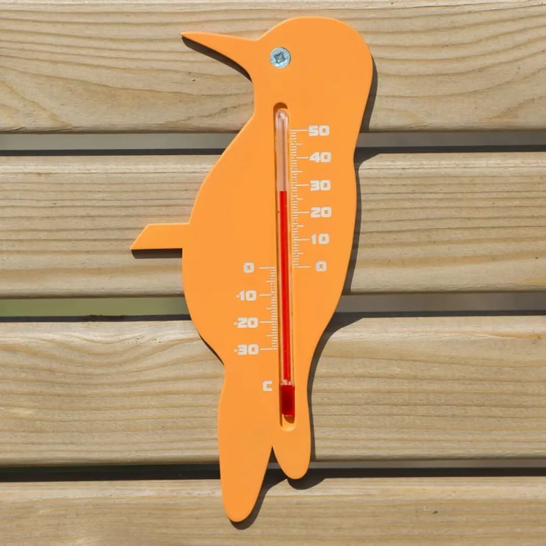 Nature Thermometer Oranje Specht 15cm - Binnen/Buiten