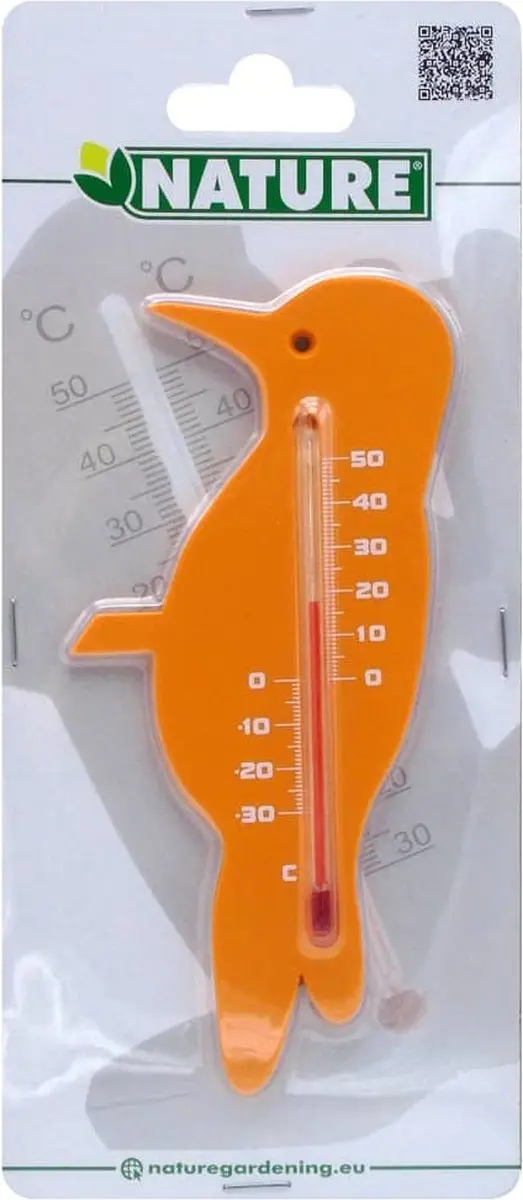 Nature Thermometer Oranje Specht 15cm - Binnen/Buiten - afbeelding 6 van 6