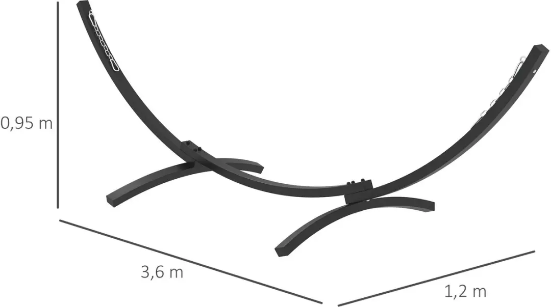 Outsunny Hangmatstandaard 360x120x95cm - Grijs