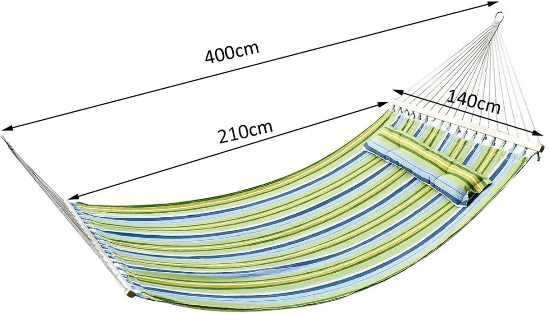 Outsunny Tweepersoons Hangmat Groen/Blauw - 2 Personen 210kg