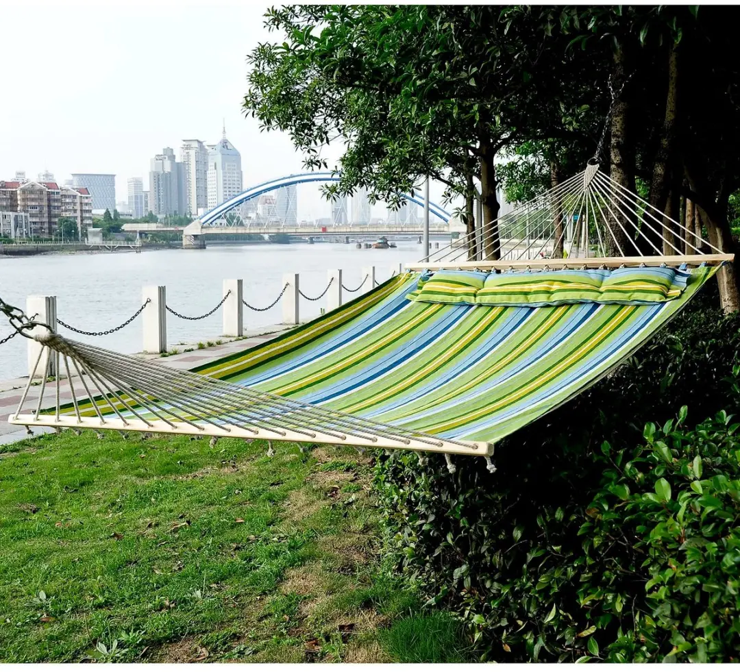 Outsunny Tweepersoons Hangmat Groen/Blauw - 2 Personen 210kg