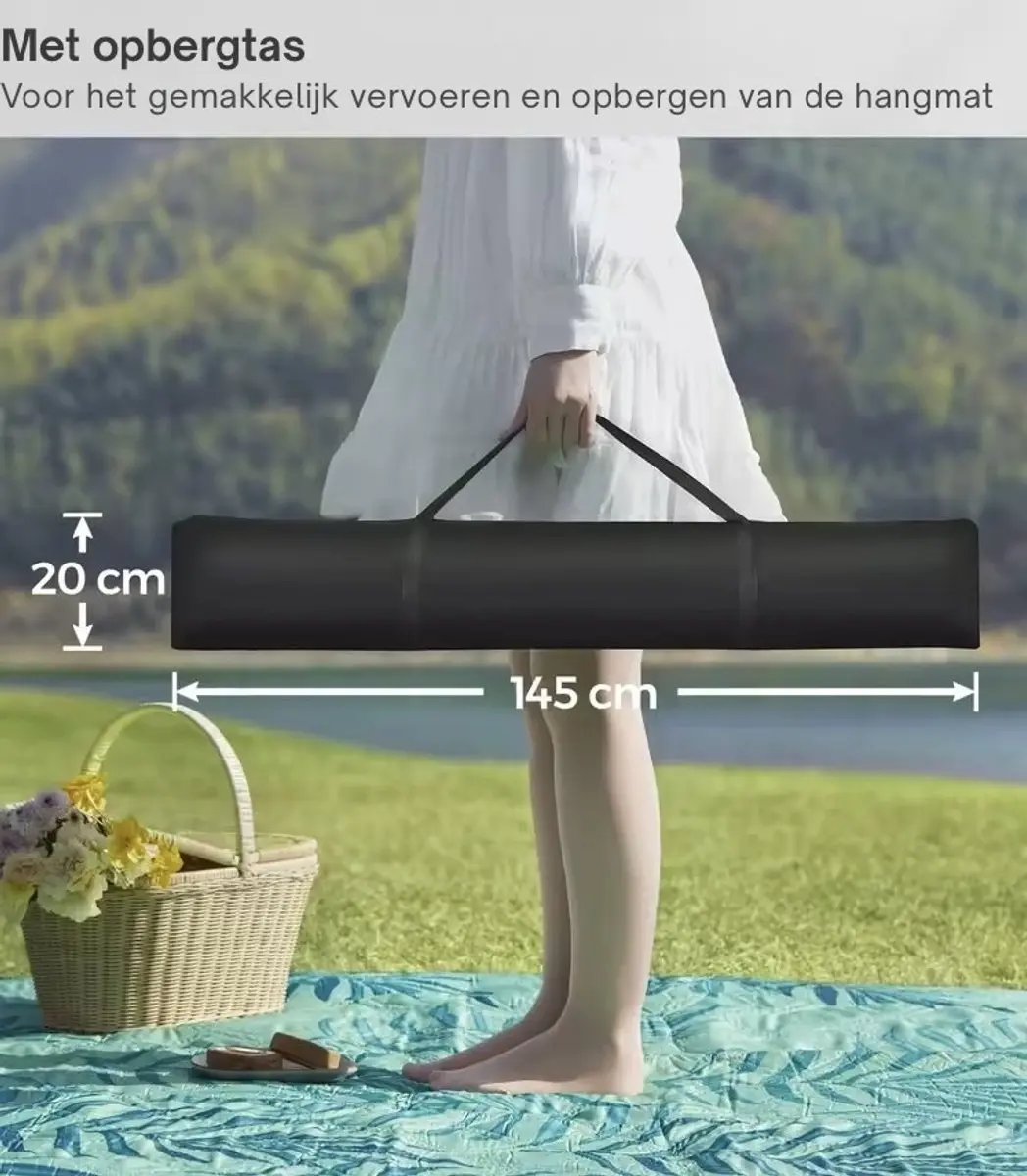 Songmics Vedder House Hangmat met standaard - 2 Personen 140cm - Grijs