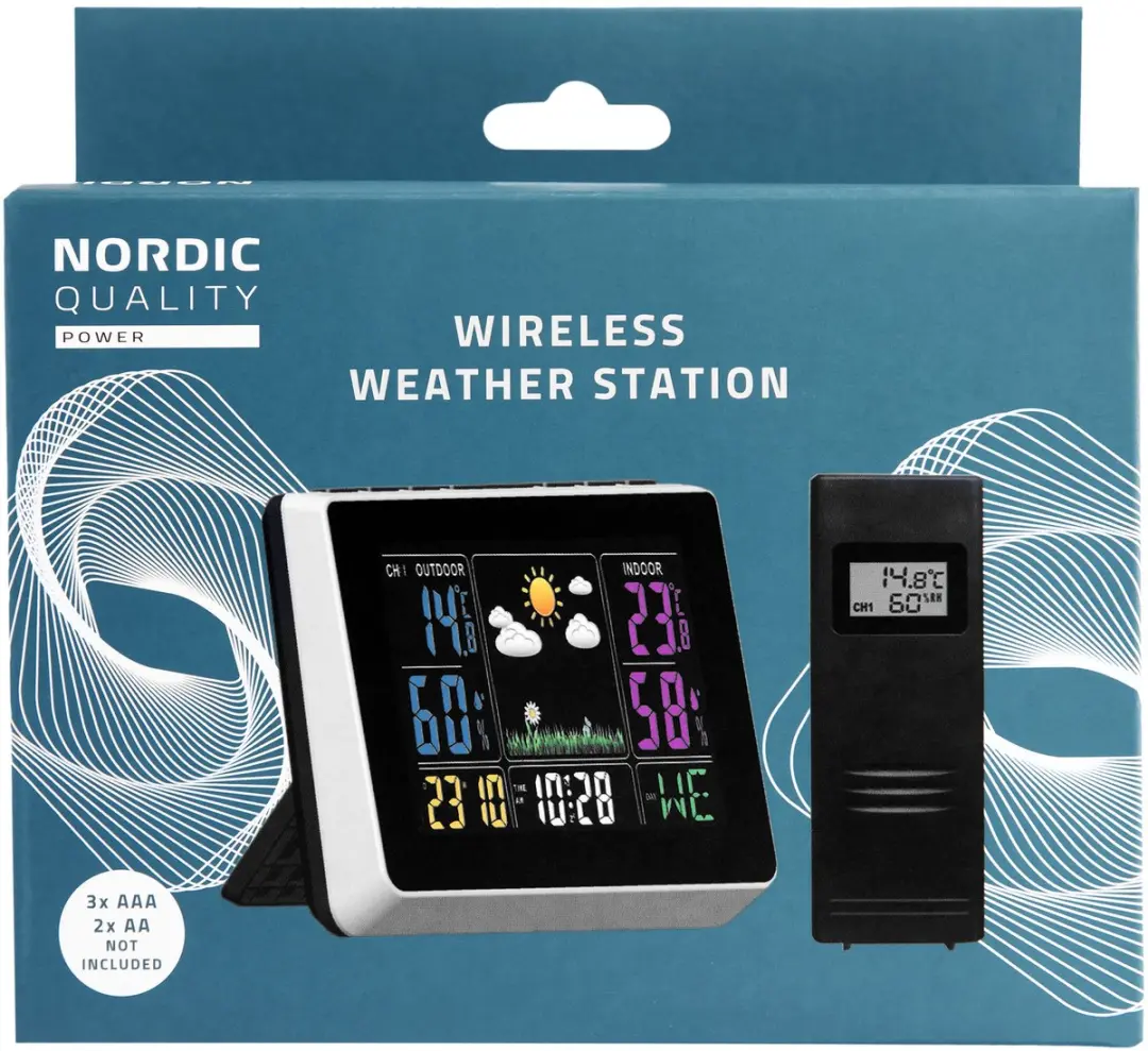 NÖRDIC Draadloos Weerstation - Temperatuur/Luchtvochtigheid - Zwart