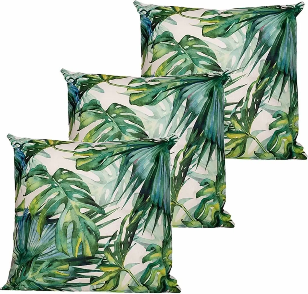 Anna's Collection Buitenkussen Monstera 3 Stuks