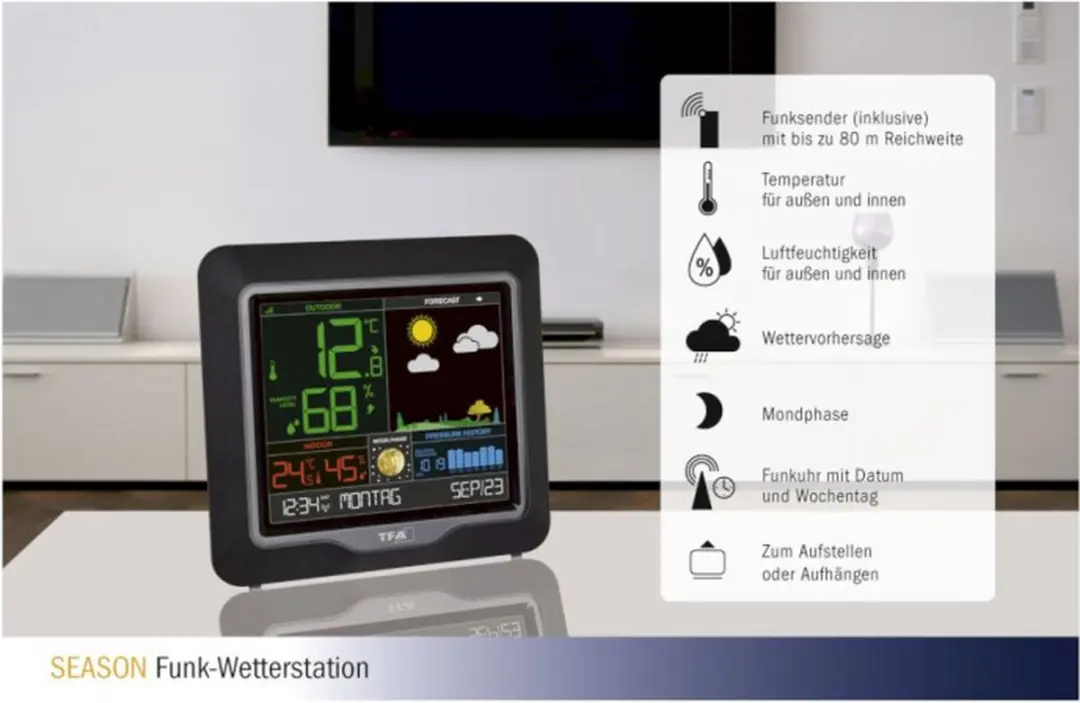 TFA Dostmann 35.1150.01 Funk-Wetterstation - Zwart