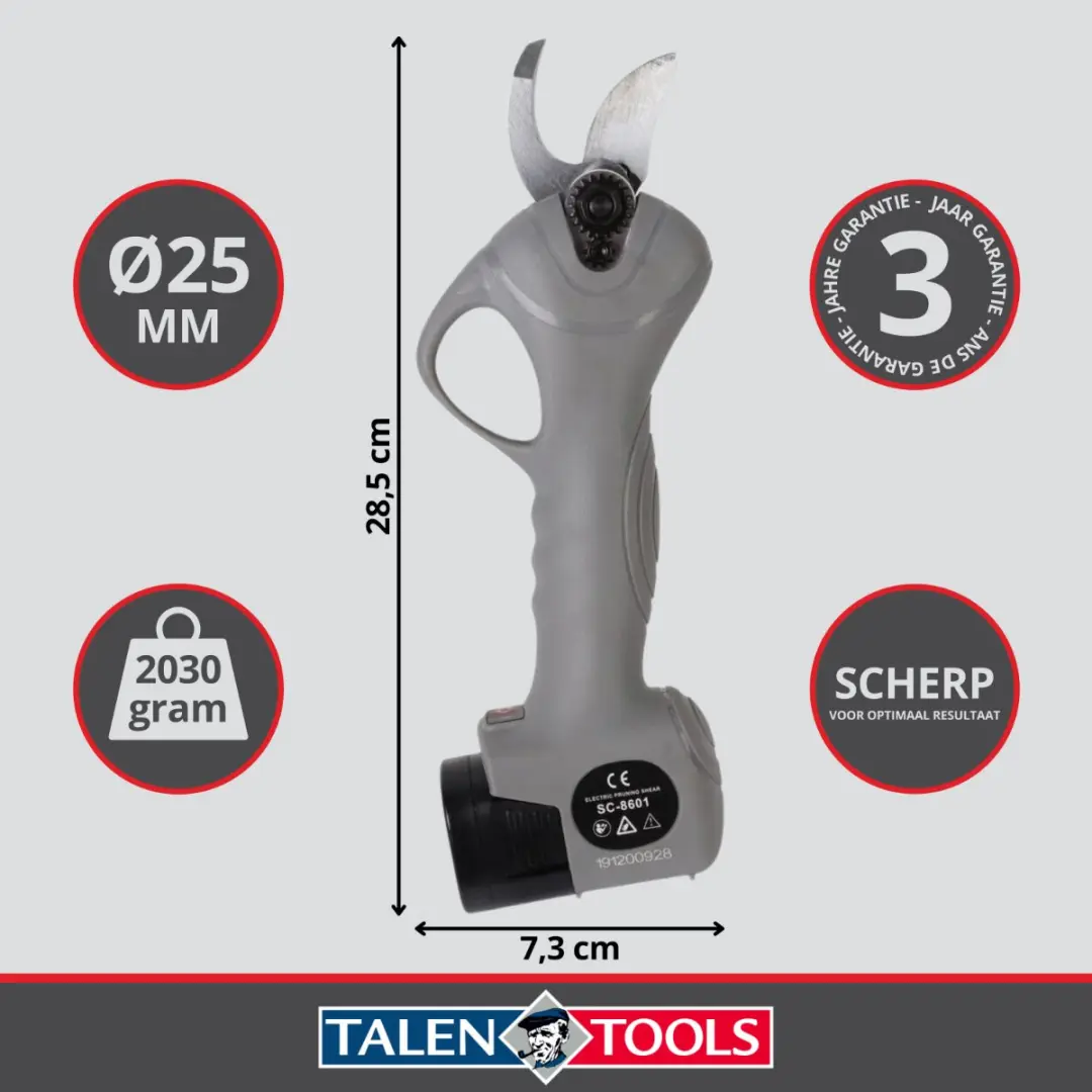 Talen Tools Elektrische Snoeischaar 2x2000mAh - 25mm Takken