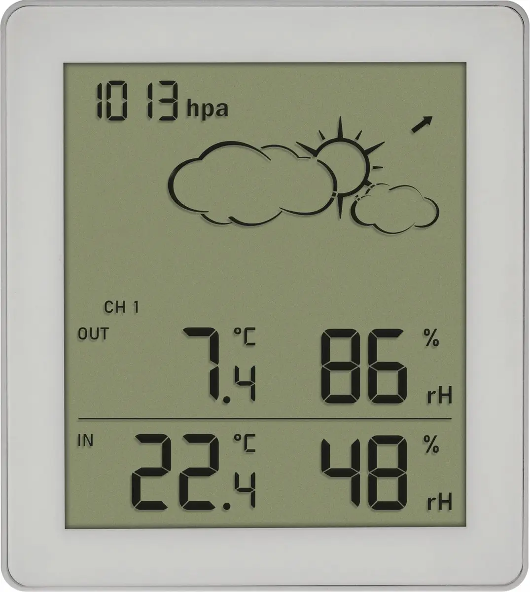 TFA Dostmann CLEAR 35.1168.02 Draadloos Weerstation - 12-24 uur Voorspelling - Wit