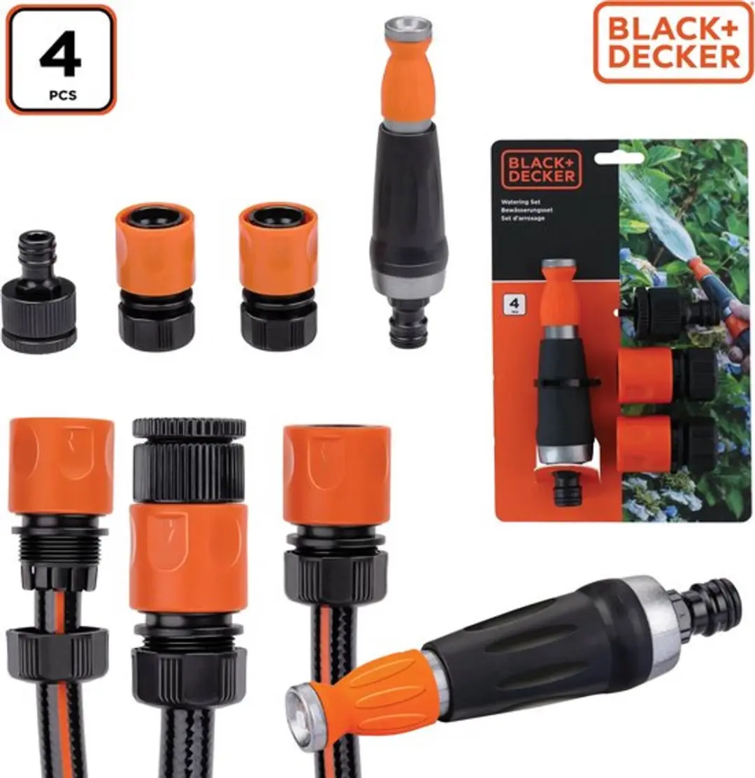 BLACK+DECKER Tuinslangkoppelingen Set 4 Stuks