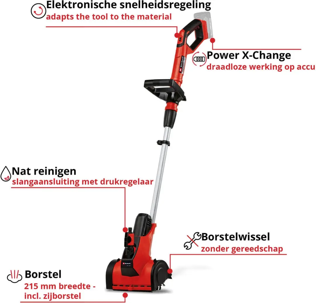 Einhell Accu Terrasreiniger PICOBELLA Li Solo 18V - MEDIUM-borstel