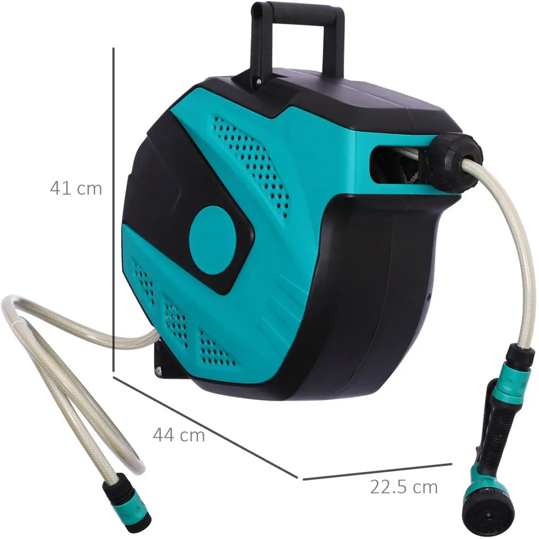 ECTEATOY Tuinslanghaspel 15m - 7 Sproeistanden - Zwart