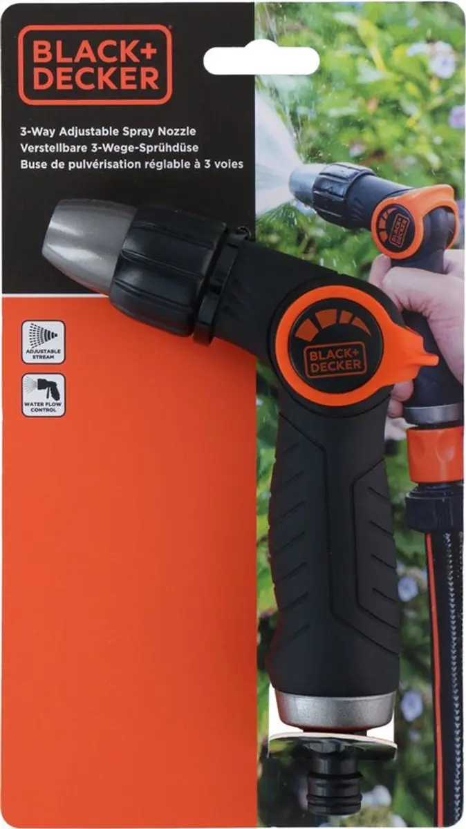 BLACK+DECKER Sproeikop 3 standen - Universeel - Zwart/ Oranje