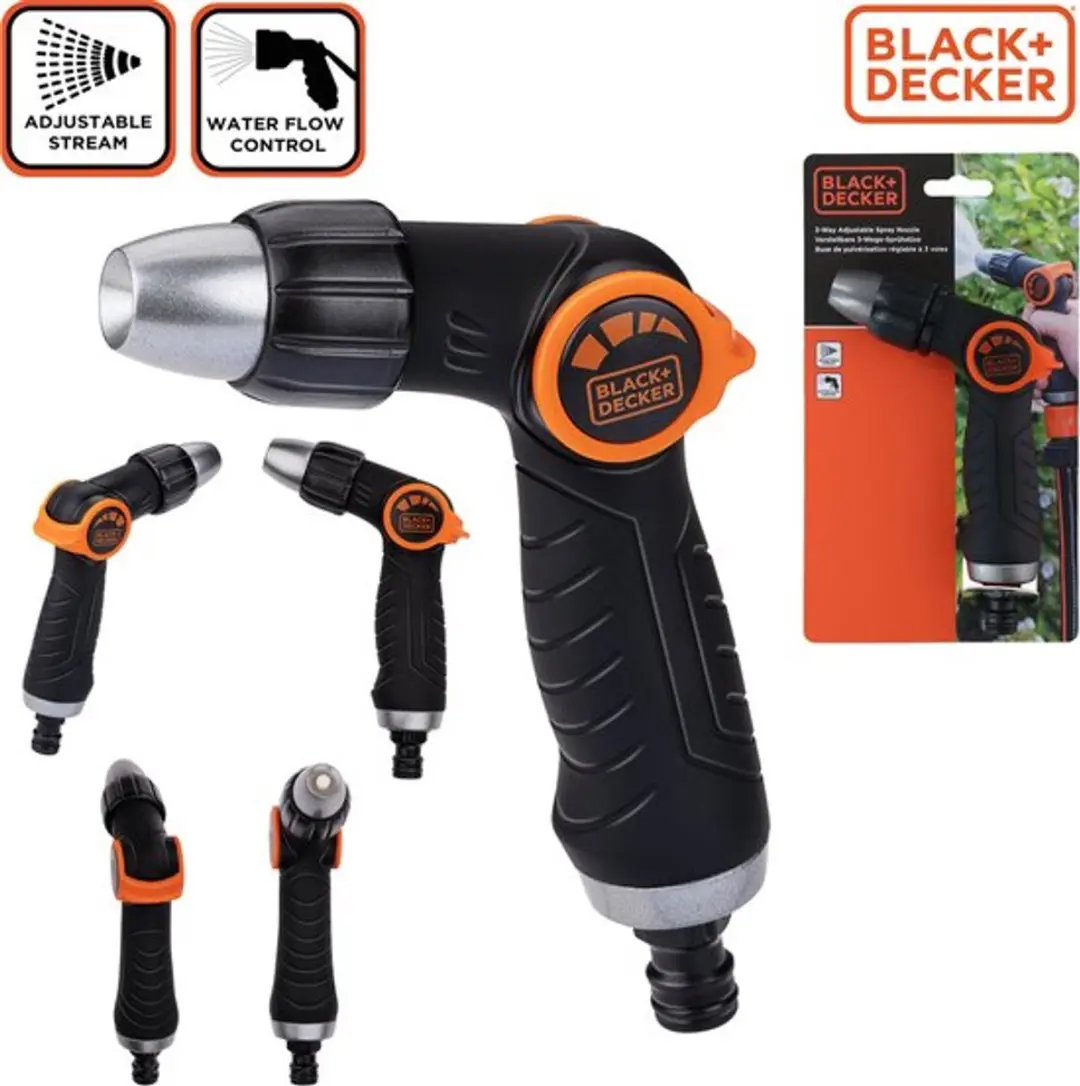 BLACK+DECKER Sproeikop 3 standen - Universeel - Zwart/ Oranje