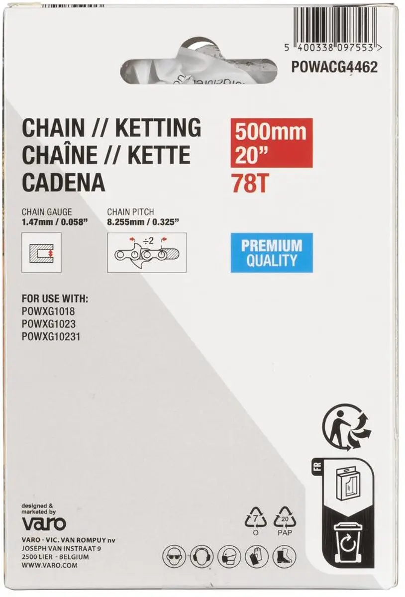 Powerplus POWACG4462 Ketting 20" - 78T - 500mm
