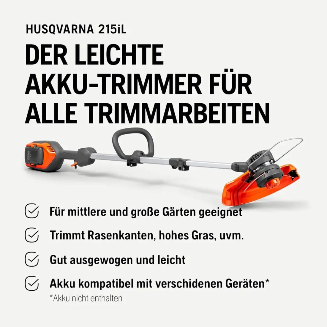 Husqvarna 215iL Grastrimmer & 215iHD45 Heggenschaar - 31mm - 40-B70 Accu