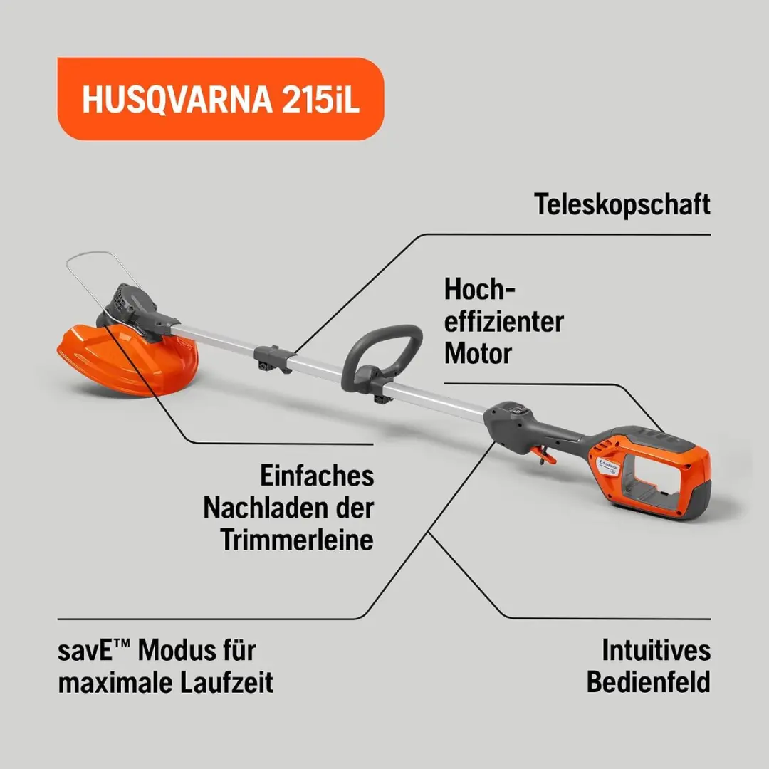 Husqvarna 215iL Grastrimmer & 215iHD45 Heggenschaar - 31mm - 40-B70 Accu