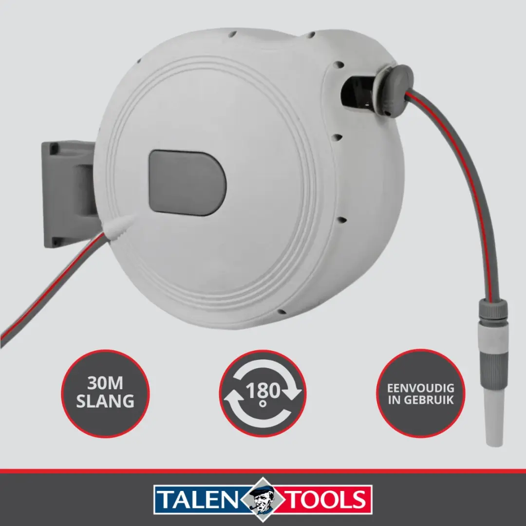 Talen Tools Wandslangenbox Tuinslang 30m - Automatisch oprolsysteem