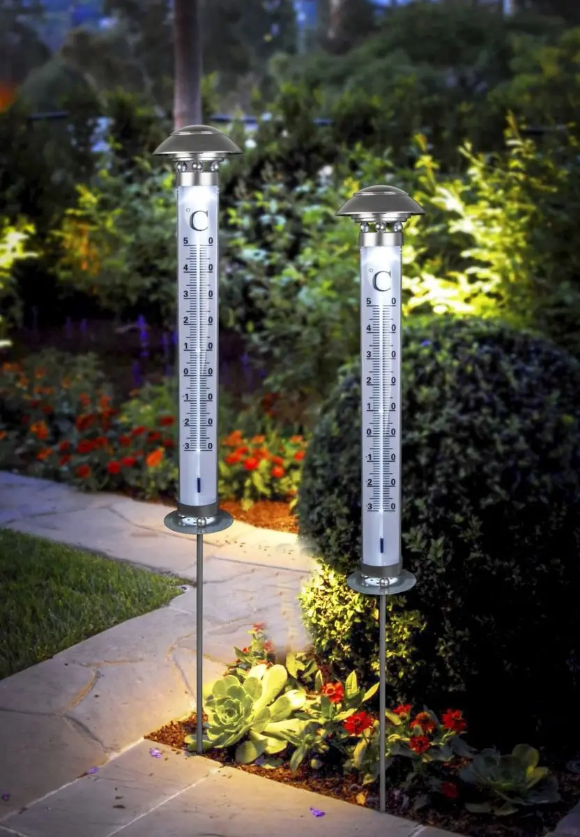 Westfalia LED Tuinthermometer XXL Solar -40 tot +50°C - Zilver