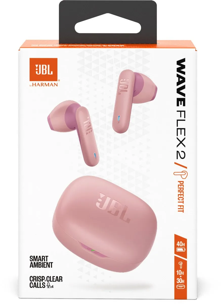 JBL Wave Flex 2 Oordopjes - Roze - 40 uur - IP54