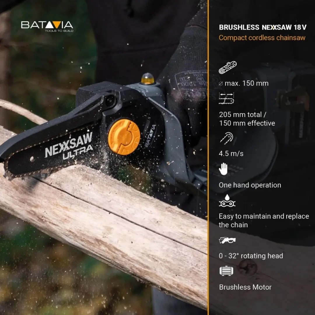 Batavia 18V Nexxsaw Brushless Kettingzaag 7" - 2.0Ah Accu - afbeelding 6 van 6