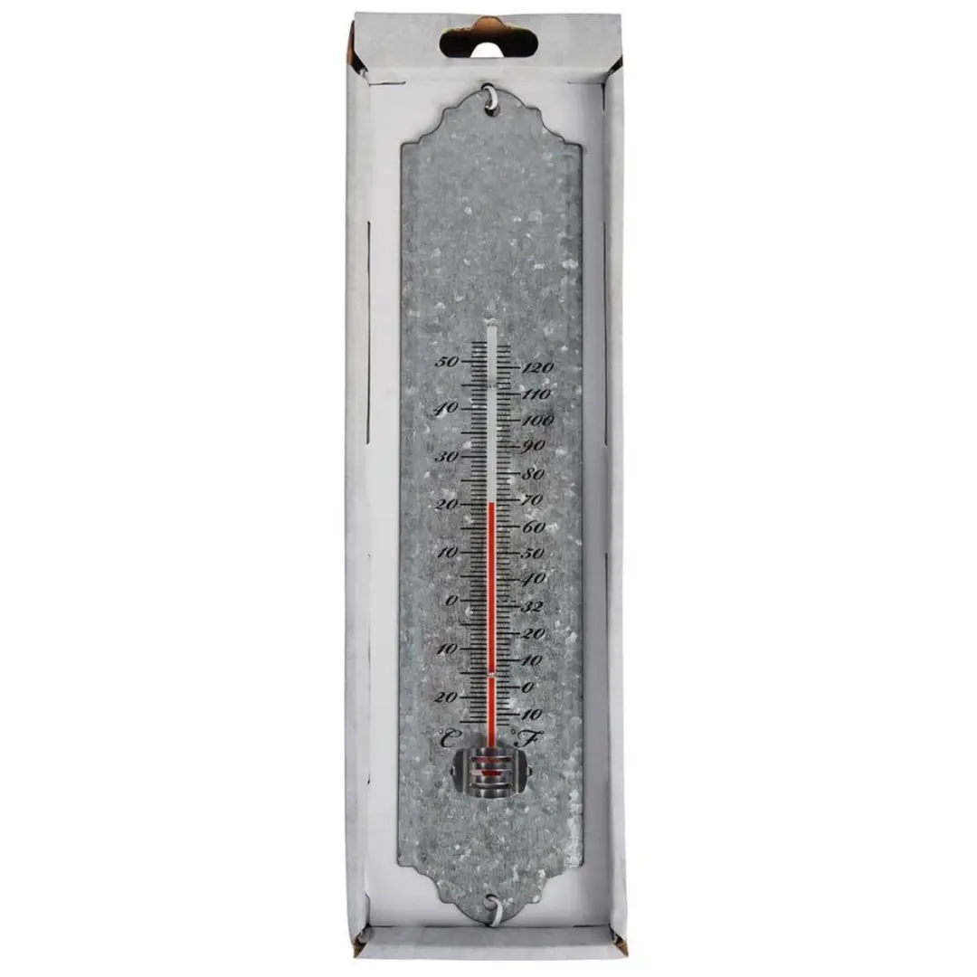 Thermometer 30 cm - Oud zink