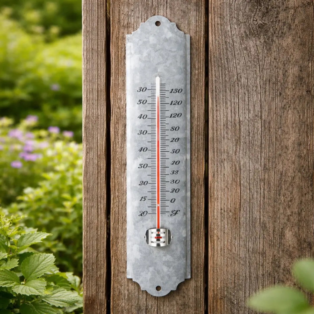 Thermometer 30 cm - Oud zink
