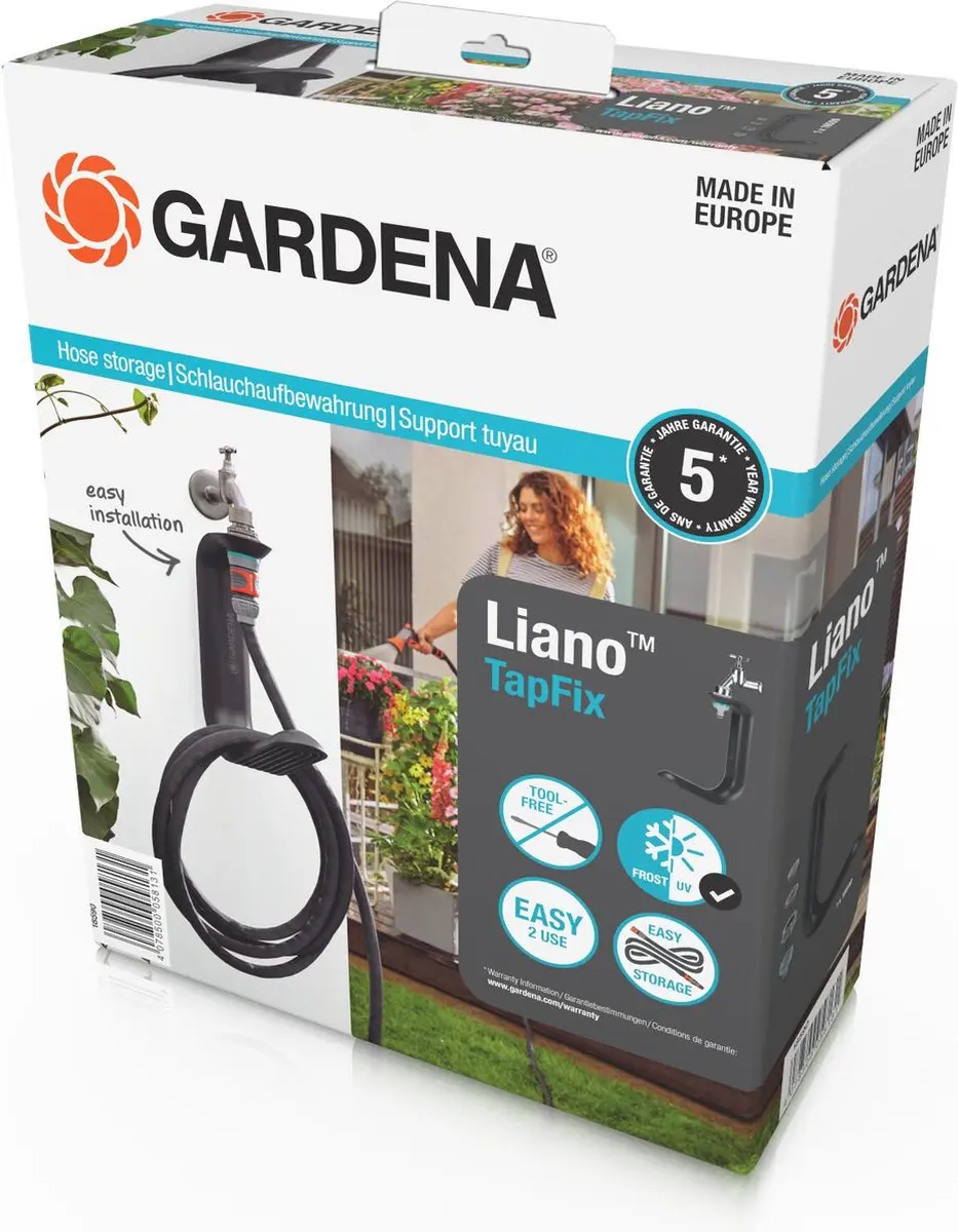 Gardena Liano TapFix Slanghouder + 10m Textielslang - Zwart