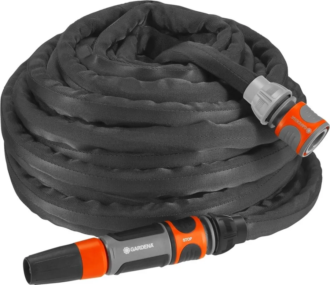 Gardena Liano TapFix Slanghouder + 10m Textielslang - Zwart