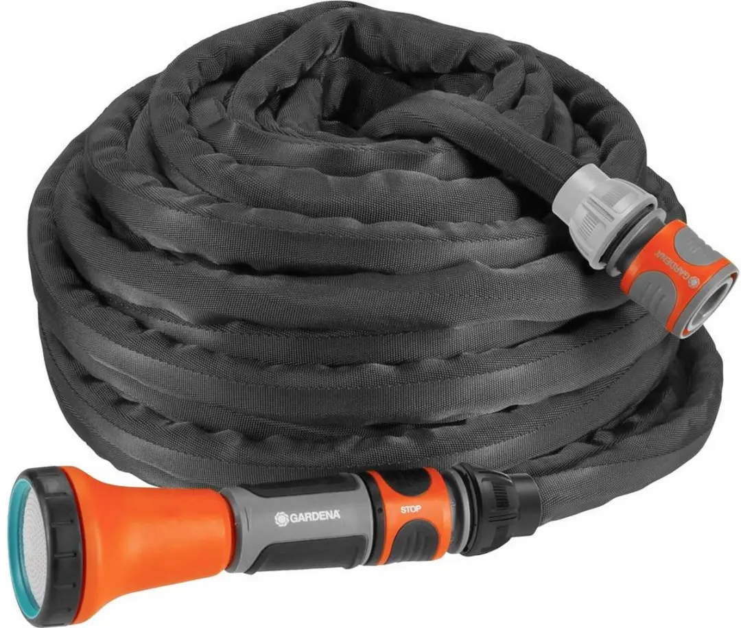 Gardena Liano TapFix Slanghouder + 10m Textielslang - Zwart - afbeelding 6 van 6