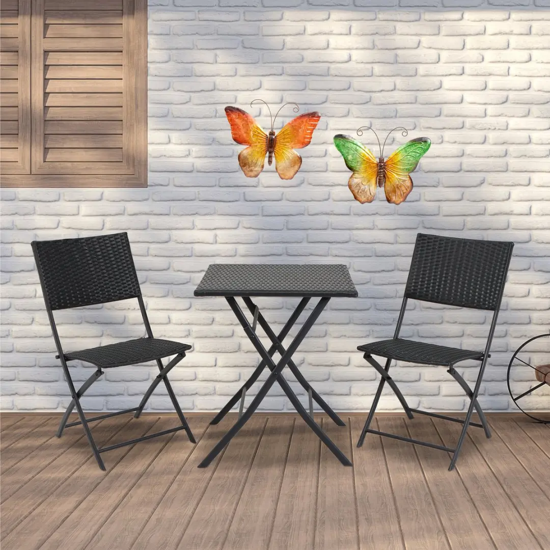 Anna's Collection Vlinders Wanddecoratie 2x - 32x24cm - Groen/Oranje